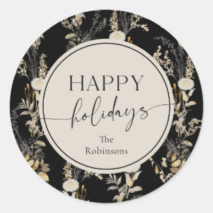 Black Gold Vintage Holiday Stickers