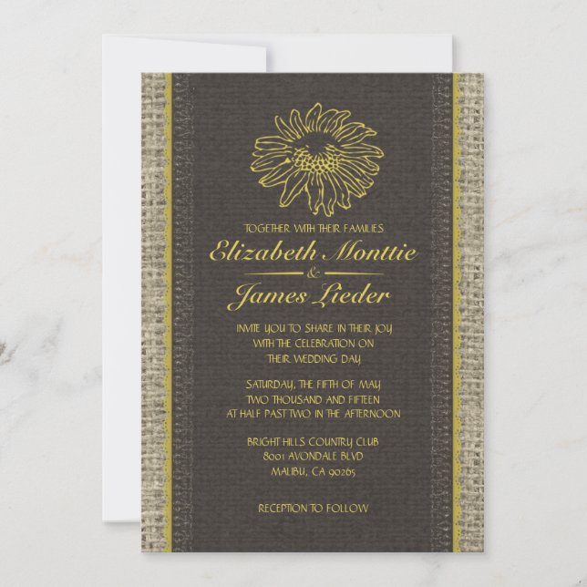 Black & Gold Vintage Lace Wedding Invitations (Front)