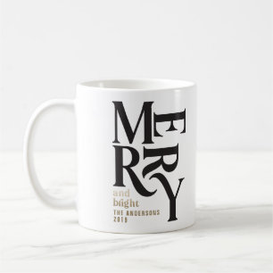 Black & gold vintage merry chritsmas favour gift coffee mug