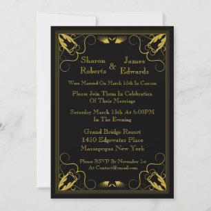Black Gold Vintage Post Wedding Invitation