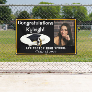 Black  & Gold Vinyl Graduation Photo Banner