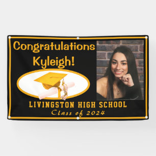 Black & Gold Vinyl Graduation Photo Banner