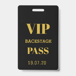 Black Gold VIP Backstage All Access Pass Concert ID Badge
