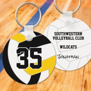Black gold volleyball team colours key ring