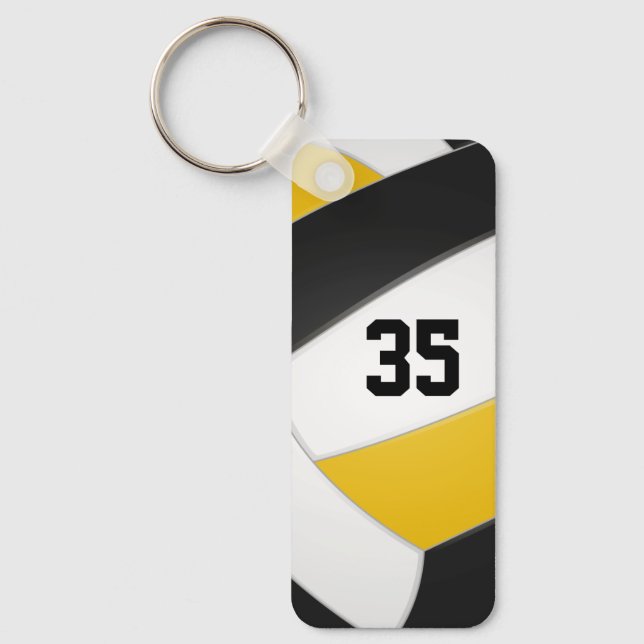 black gold volleyball team colours kids name key ring (Front)