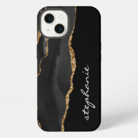 Black Gold Watercolor Agate Personalised