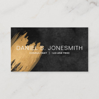 Black Gold Watercolor Brush Stroke Business Card