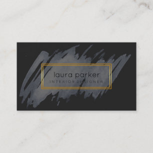 Black Gold Watercolor Splatter Abstract Modern Business Card