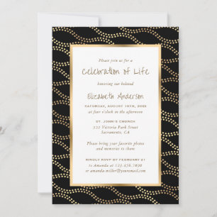 Black Gold Waves Celebration of Life Invitation