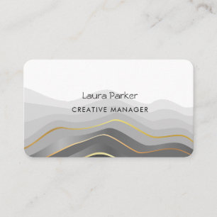 Black Gold Waves Minimal Curves Modern  Business Card