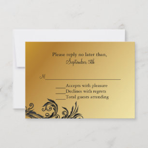 Black & Gold Wedding Anniversary RSVP Card