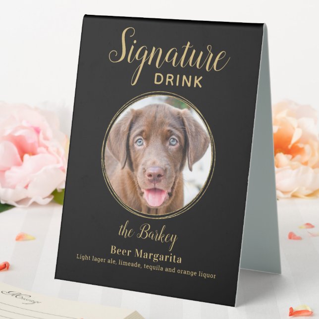 Black Gold Wedding Custom Pet Dog Signature Drink (In SItu (Wedding))