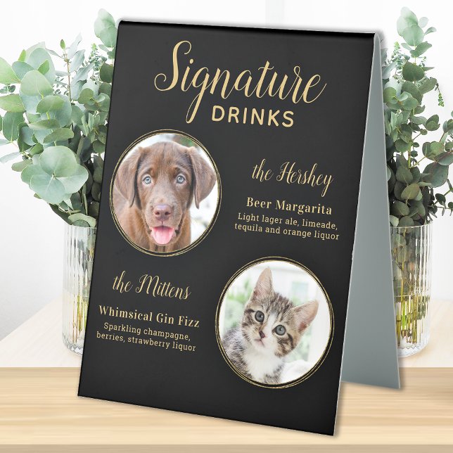 Black Gold Wedding Custom Pet Dog Signature Drinks (Creator Uploaded)