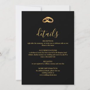 Black Gold Wedding Details Card