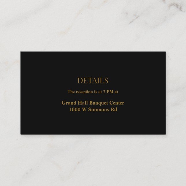 Black/Gold Wedding Details Enclosure Card (Front)