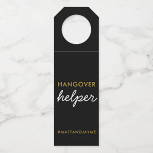 Black Gold Wedding Hangover Helper Tag w Hashtag