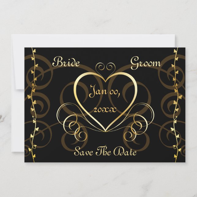 Black & Gold Wedding Invitation (Front)