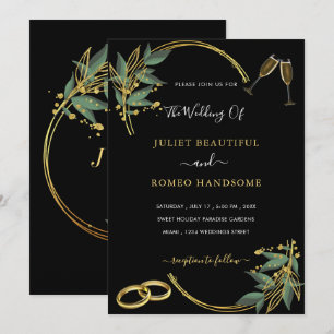 Black Gold Wedding Invitation Card Elegant Design
