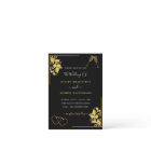 Black Gold Wedding Invitation Hearts and Champagne