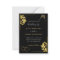 Black Gold Wedding Invitation Hearts and Champagne