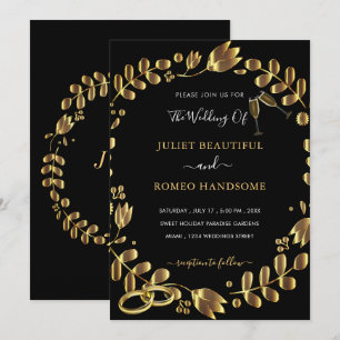 Black Gold Wedding Invitation Template