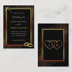 Black Gold Wedding Invitation with Rings