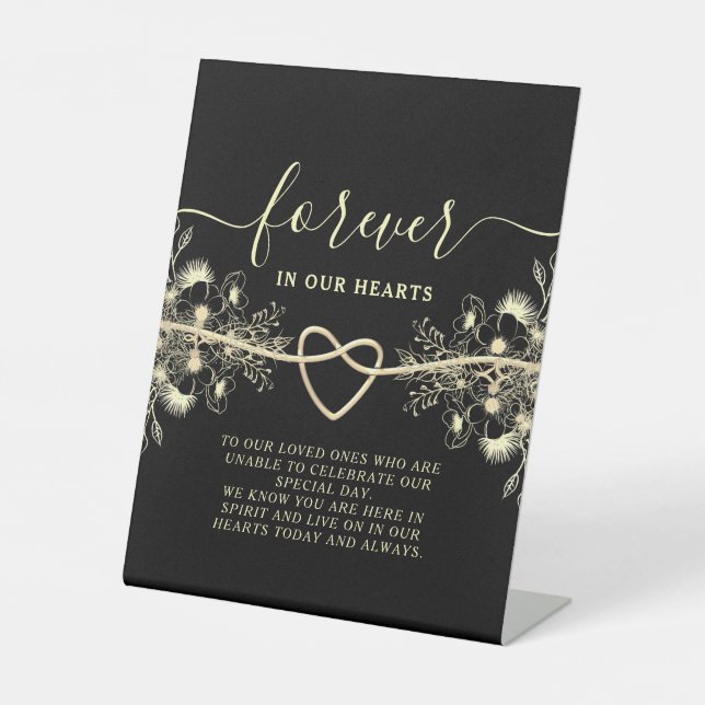 Black Gold Wedding Memorial Table Sign (Front)