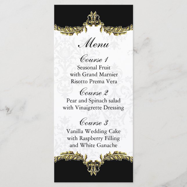 black gold wedding menu (Front)