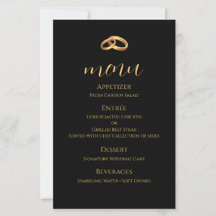 Black Gold Wedding Menu Card