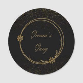Black & Gold Wedding Name Tag