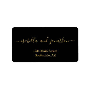 Black & Gold Wedding Return Address Labels