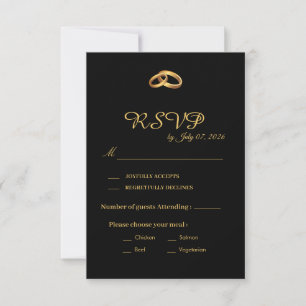 Black Gold Wedding RSVP Card