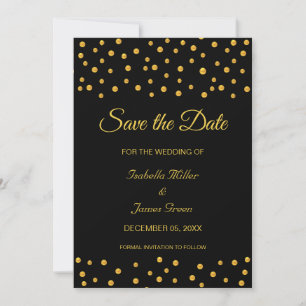 Black Gold Wedding Save the Date Invitation