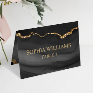 Black & Gold Wedding Table Card