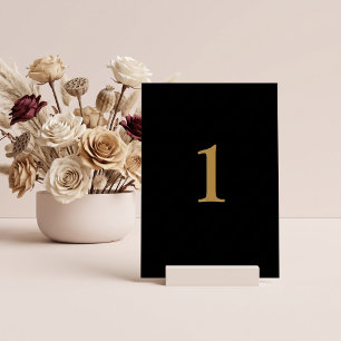 Black/Gold Wedding Table Number Card