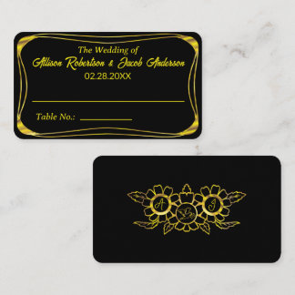 Black & gold Wedding Table Number place card