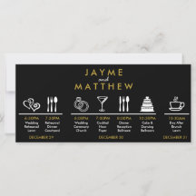 Black Gold Wedding Timeline Welcome Bag Note