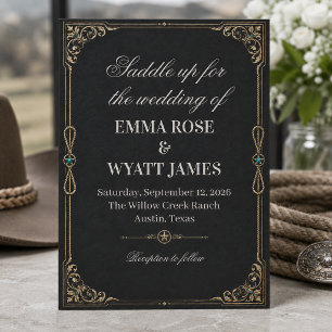 Black Gold Western Cowboy Wedding Invitation