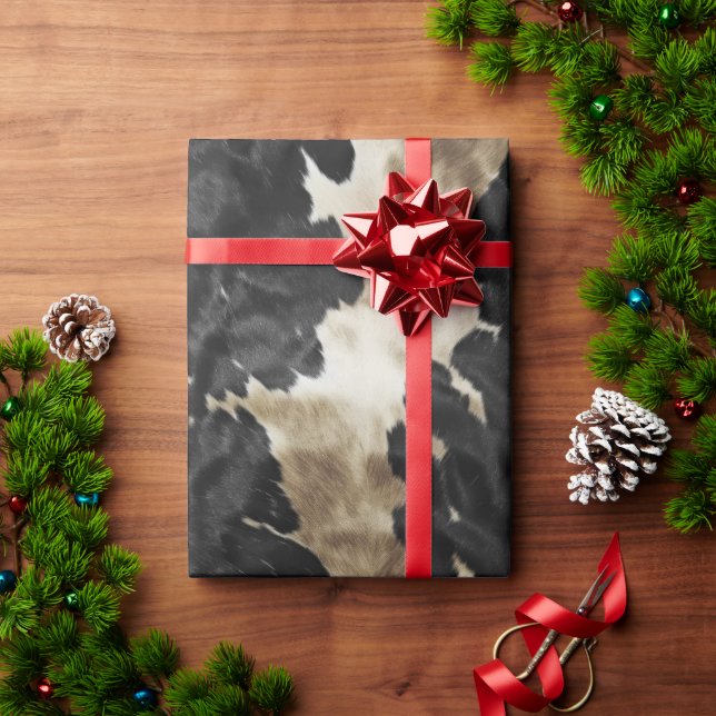 Black Gold Western Cowhide Wrapping Paper (Holiday Gift)