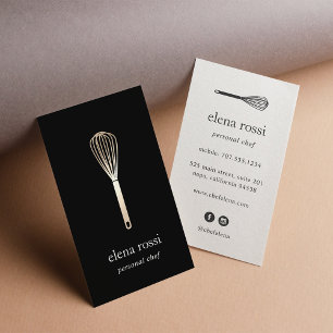 Black & Gold Whisk Chef Catering Bakery Business Card