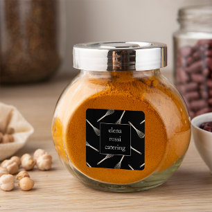 Black & Gold Whisk Pattern   Chef Caterer Baker Square Sticker