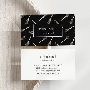 Black & Gold Whisk Pattern Chef Catering Bakery Business Card
