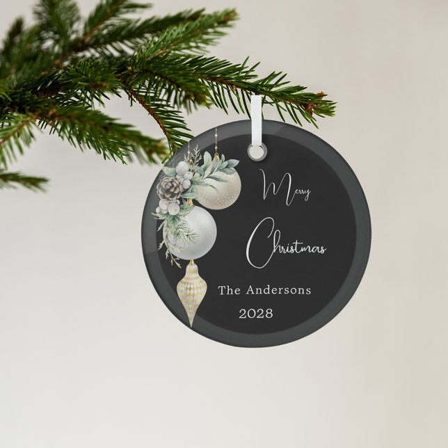 Black gold white baubles Christmas Glass Tree Decoration (Creator Uploaded)