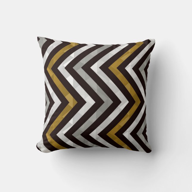 black gold white chevron pillow (Front)
