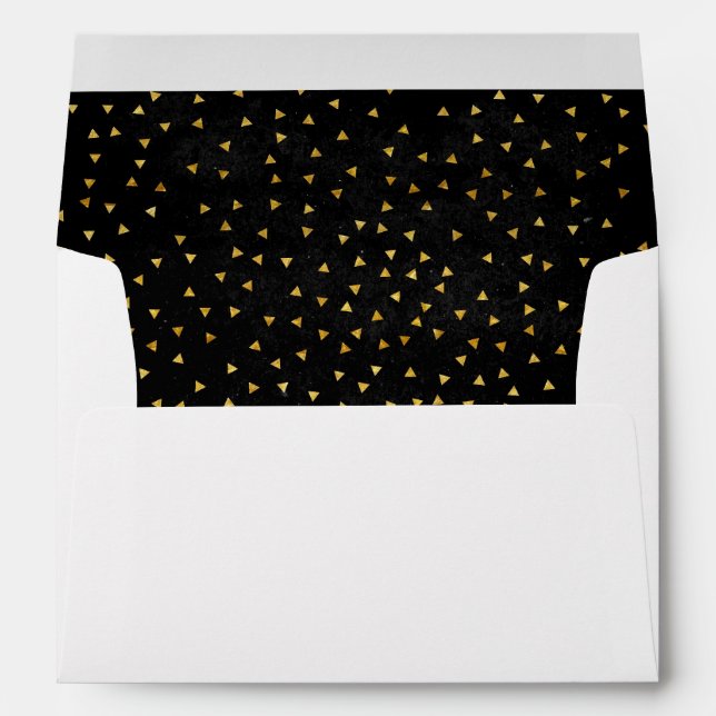 Black & Gold & White Confetti - Envelope (Back (Bottom))