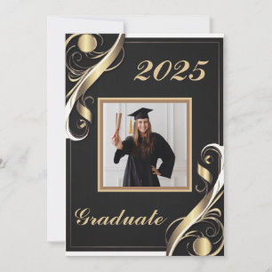 Black Gold White Graduation 2026 Invitation