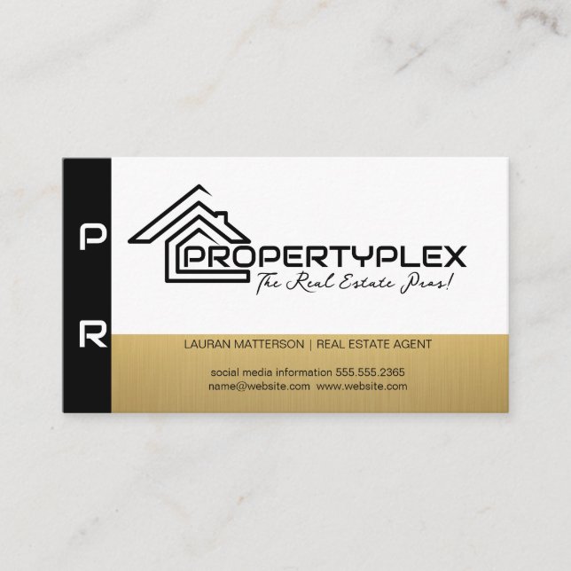 Black Gold White | House Logo Business Card (Front)