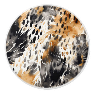 Black Gold White Leopard Animal   Ceramic Knob