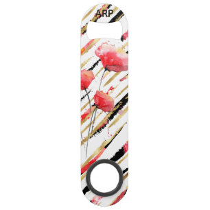 *~* Black Gold White Red Poppy Pattern