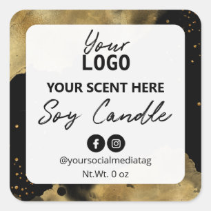 Black Gold White Soy Candle Labels